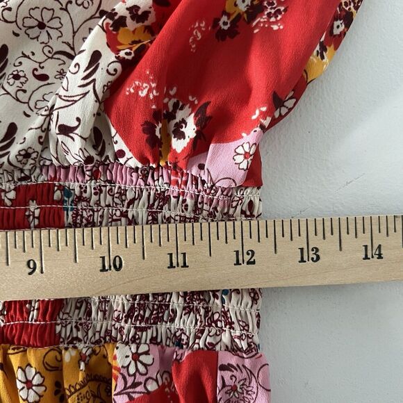 Mlle Gabrielle Maxi Dress Womens M Patchwork Hi-Low Off the Shoulder Ruffle New - Picture 8 of 11